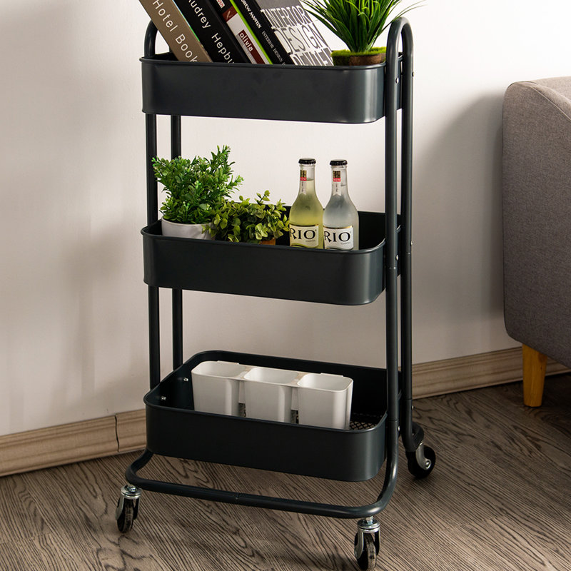 31.1'' H x 17.7'' W Utility Cart with Wheels, Grey