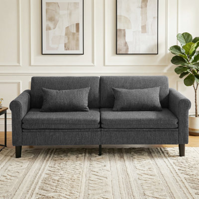 74" Modern Convertible Sleeper Sofa with Storage Pockets, Dark Gray