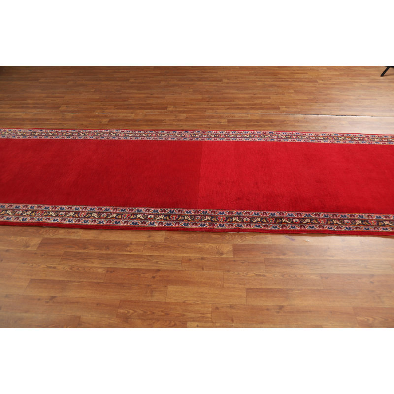 Tapis de couloir uni à bordure rouge 3 x 13