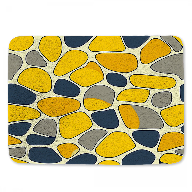Tapis de bain galets jaunes, L 24 po x l 17 po