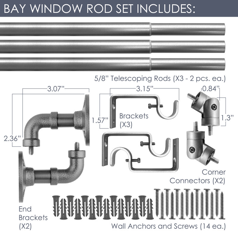 Sholes Adjustable Bay Window Single Curtain Rod