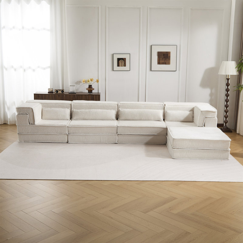 Canapé-lit convertible au sol avec une conception modulaire, aucun assemblage requis, de la mousse à mémoire de forme à haute densité et un tissu polaire doux pour un confort ultime.