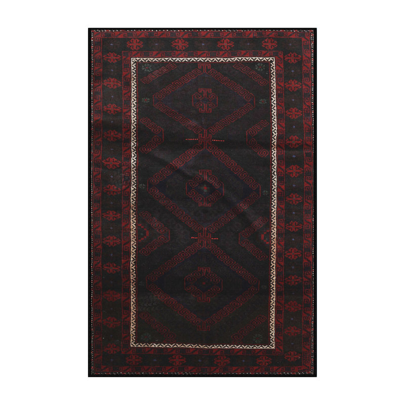 Tapis noir / rouge Southwestern, Rectangle 8 pi x 10 pi