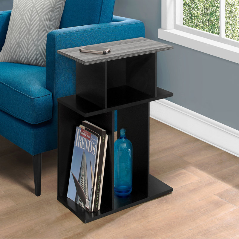 Table d'appoint, table d'appoint, table de bout, table de chevet, stratifié noir et gris, contemporain, moderne