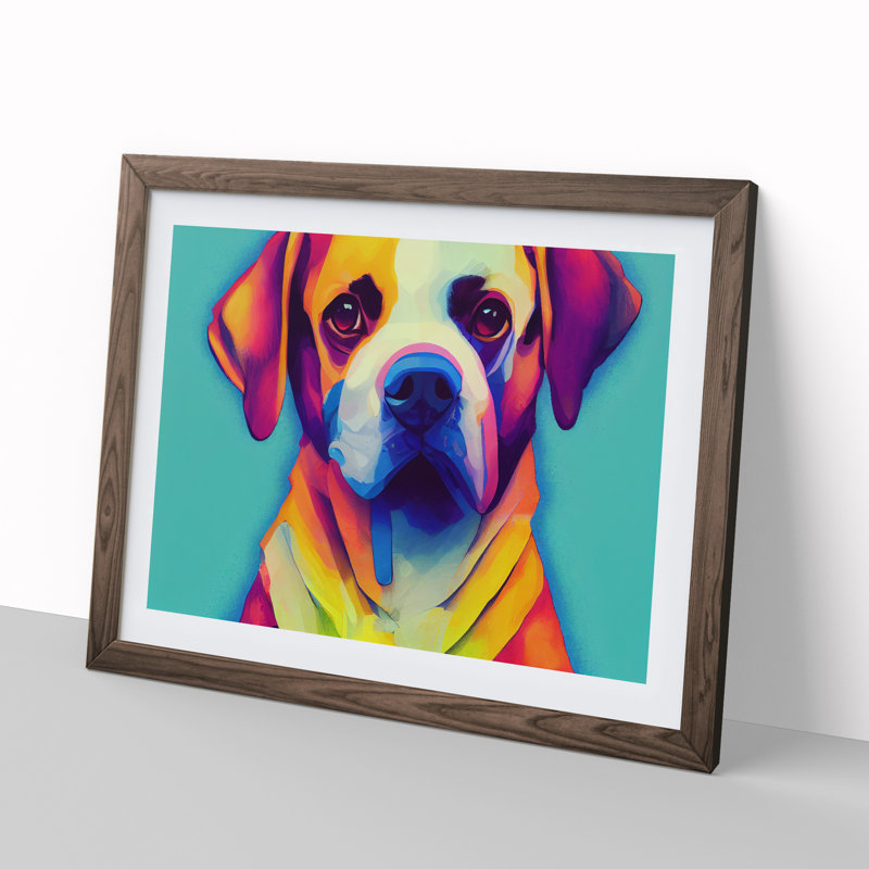 Dog Vol.3 - Single Picture Frame Print, 25cm H x 34cm W, Walnut