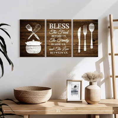" Bless The Food Sign " 3 - Pieces