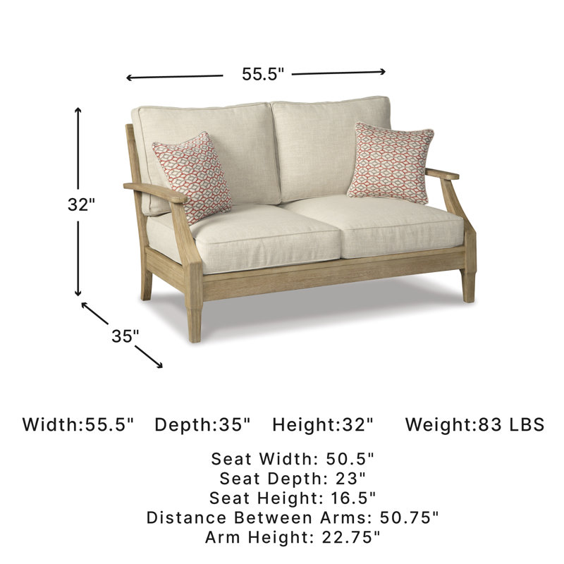 Arikka 55.5'' Wide Straight Eucalyptus Loveseat with Cushions