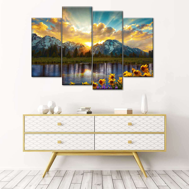 Grand Teton Grand Teton, impression sur toile 4 pièces, H 22 po x l 36 po x P 1 po