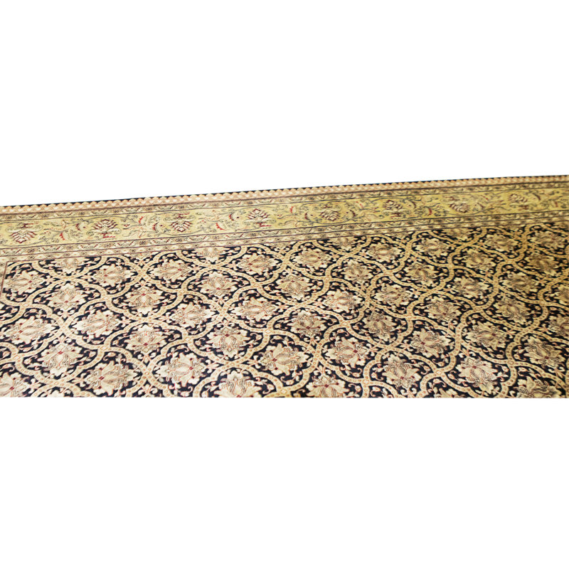 High-Quality Hand-Knotted Black And Gold Area Rug