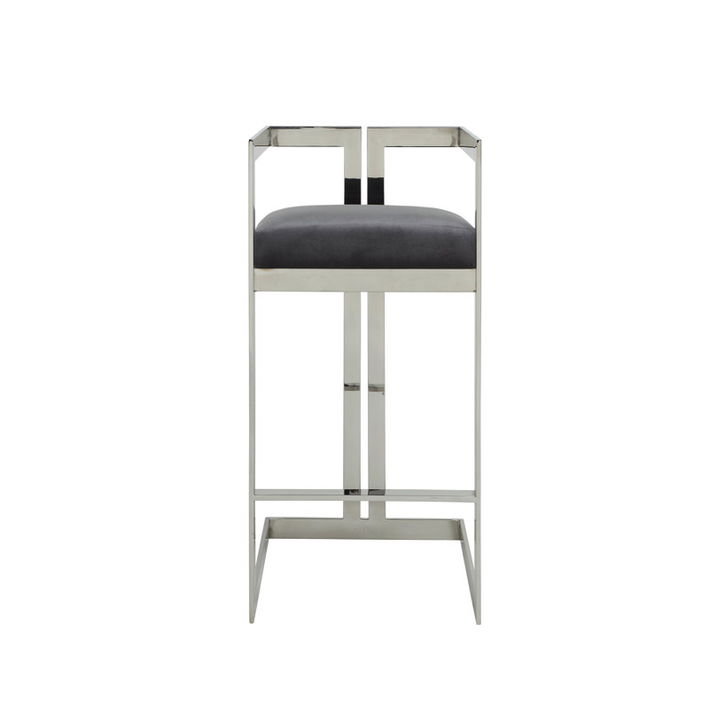     Tabouret de bar moderne Pangea Home, Gris, Argent argent, Tabouret de bar (siège d'une hauteur de 29,5 po)