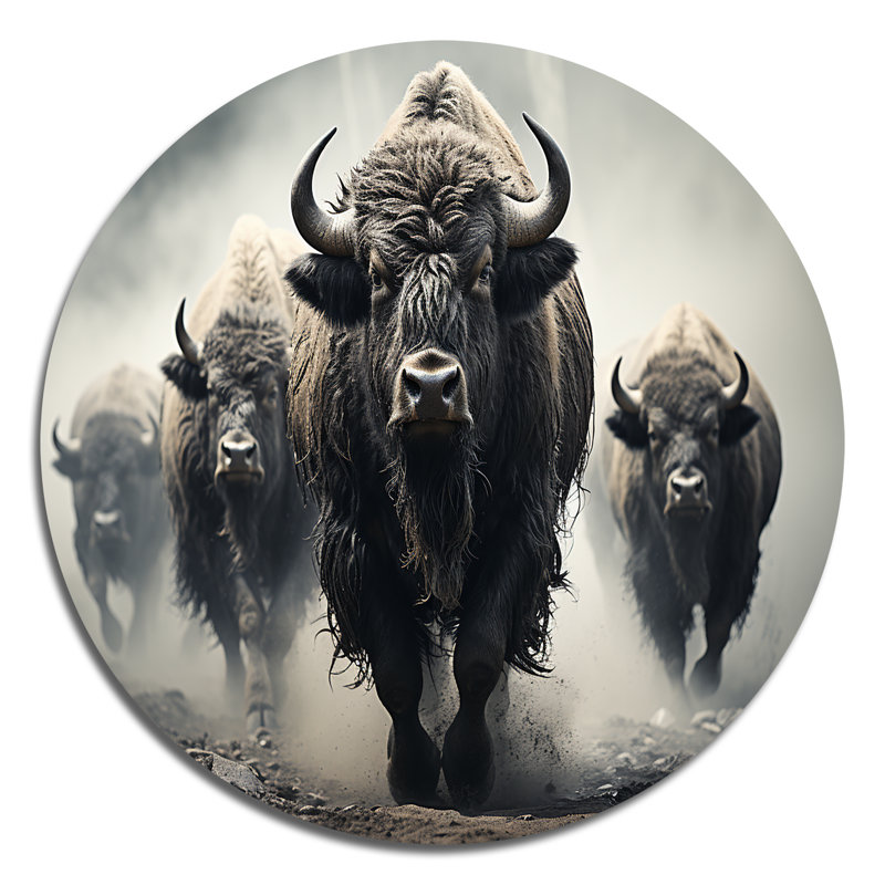 Mareld - animaux, art rond en métal, H 36 po x l 36 po x P 1 po
