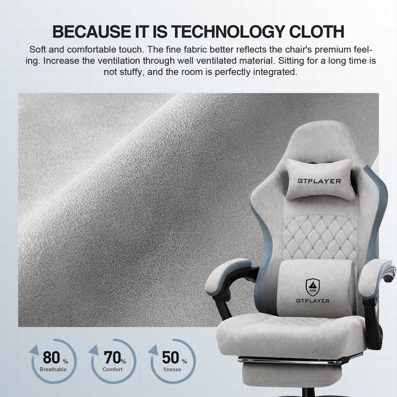 GTPLAYER Gaming Chair, Computer Office Chair with Pocket Spring Cushion, Linkage Armrests and Footrest, High Back Ergonomic Computer Chair with Lumbar Support Task Chair with Footrest