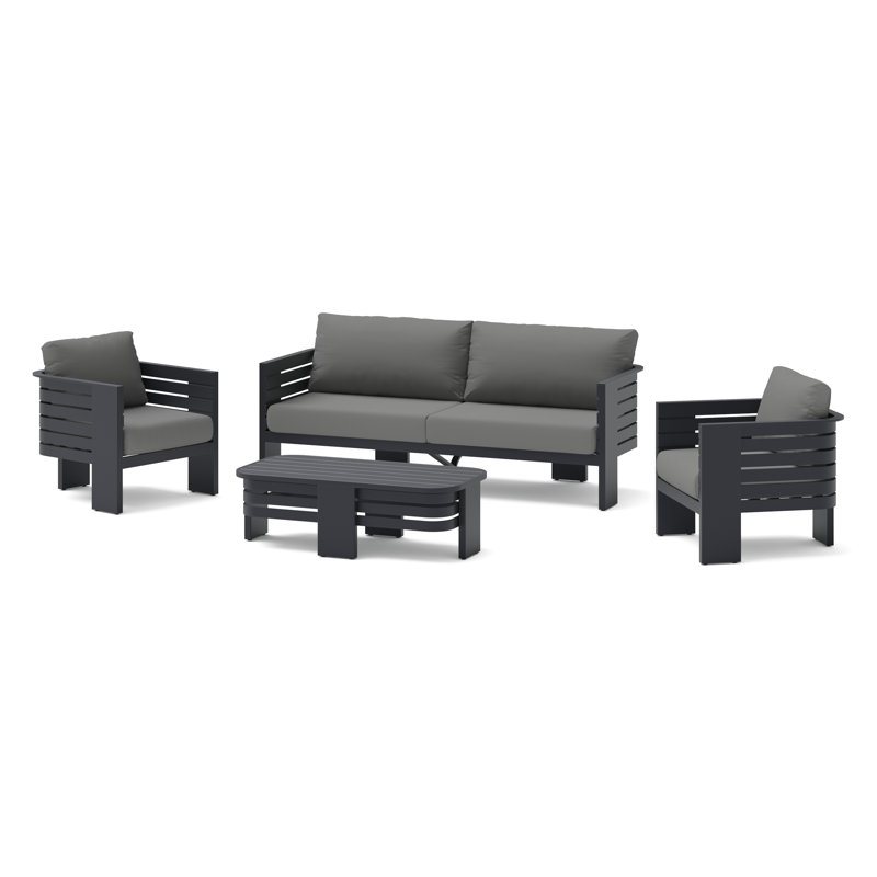 Ari 4Pc Deep Seating Furniture Set, Charcoal Gray