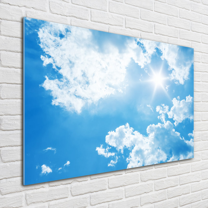 Glass Print Wall Art 100X70cm Image Printed On Glass Decorative Wall Picture Behind Toughened / Tempered Safety Real Glass For Kitchen & Living Room Theme:Clouds In The Sky