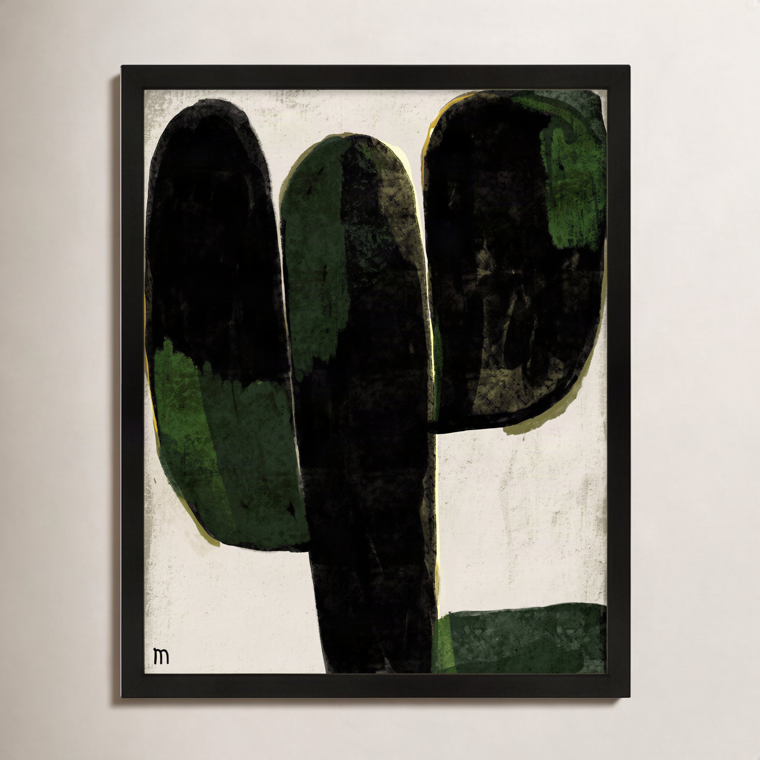 Succulent #1 by StudioM, 30" H x 24" W x 1.25" D, Black