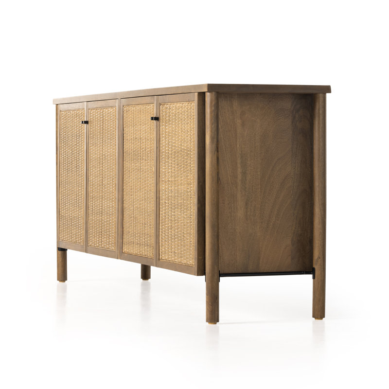 Veta 74'' W Solid Wood Sideboard, Taupe Cane