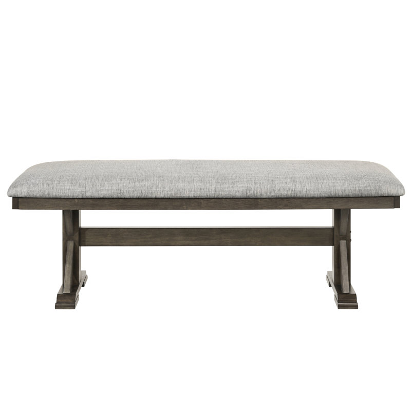 Banc contemporain rembourré brun pour salle à manger, design rustique, 53,4 po x 16 po 18,7 po, siège confortable avec assise de 18,7 po