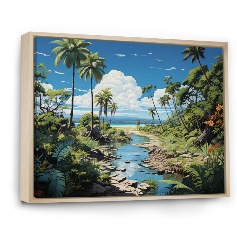 Palmier sur toile, impression de paysage de plage tropicale - Palmiers à la plage IV, H 12 po x l 20 po x P 1 po