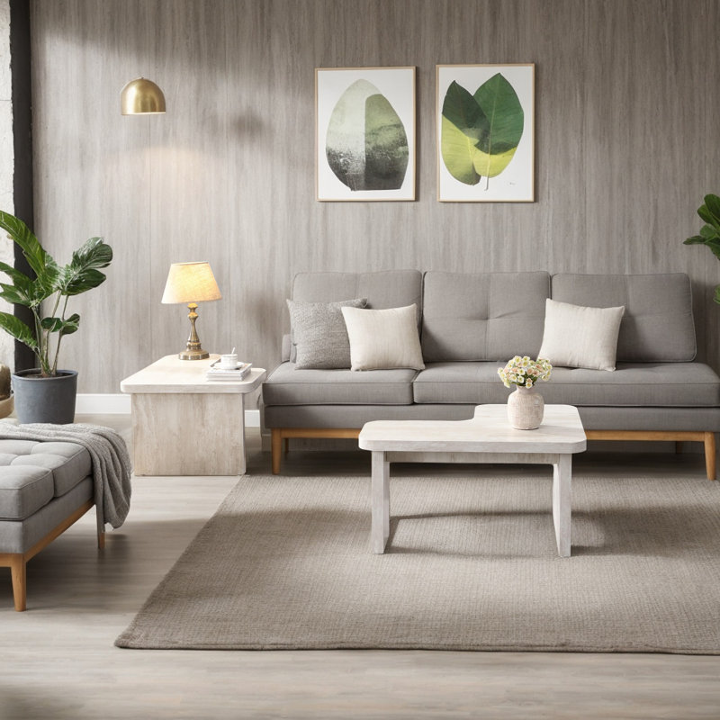 Rectangle Wood Detachable Coffee Table, White