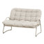 Ensemble de causeuse et de table basse d'extérieur moderne, ensemble de conversation de patio toutes saisons avec coussins épais, mobilier de bistro 2 pièces pour la cour, le balcon, le jardin, blanc cassé