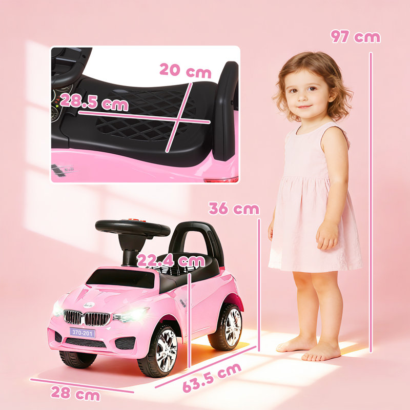 Gwenda Isabelle & Max Ride on Car Toddler Walker Foot to Floor for 1.5-3 Years Old, Pink