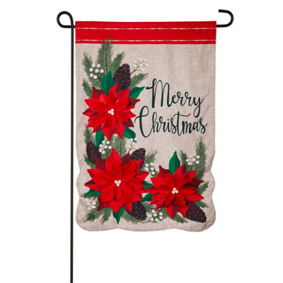 Drapeau de jardin à 2 côtés 15 x 9 de noël poinsettia floral