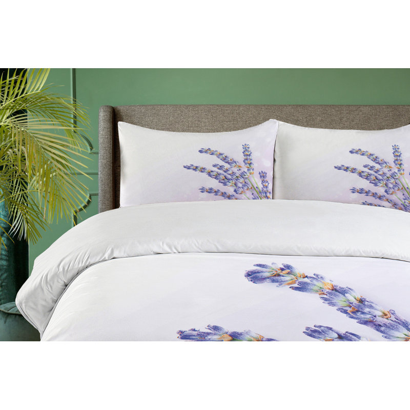 Lavender Floral Organic Cotton Queen Duvet Cover Set