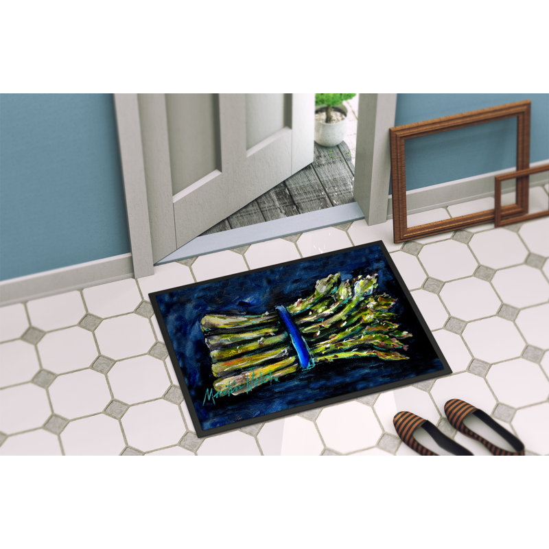 Tapis d'extérieur antidérapant Budd Asperagus Blew, Rectangle 2 pi x 3 pi