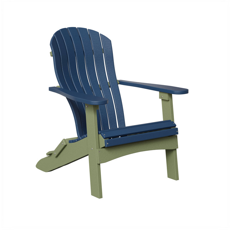 Berlin Gardens Contour Folding Adirondack Chair, Navy Blue with Sage