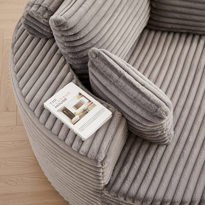 Canapé simple rembourré, Gray Corduroy