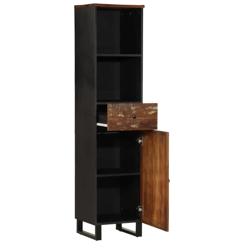 vidaXL Bathroom Cabinet Solid Mango Wood 63 in high Modern, Brown/Green