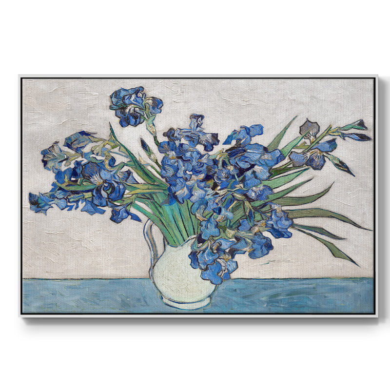 " Blue Irises ", Blanc, H 17 po x l 25 po x P 2 po