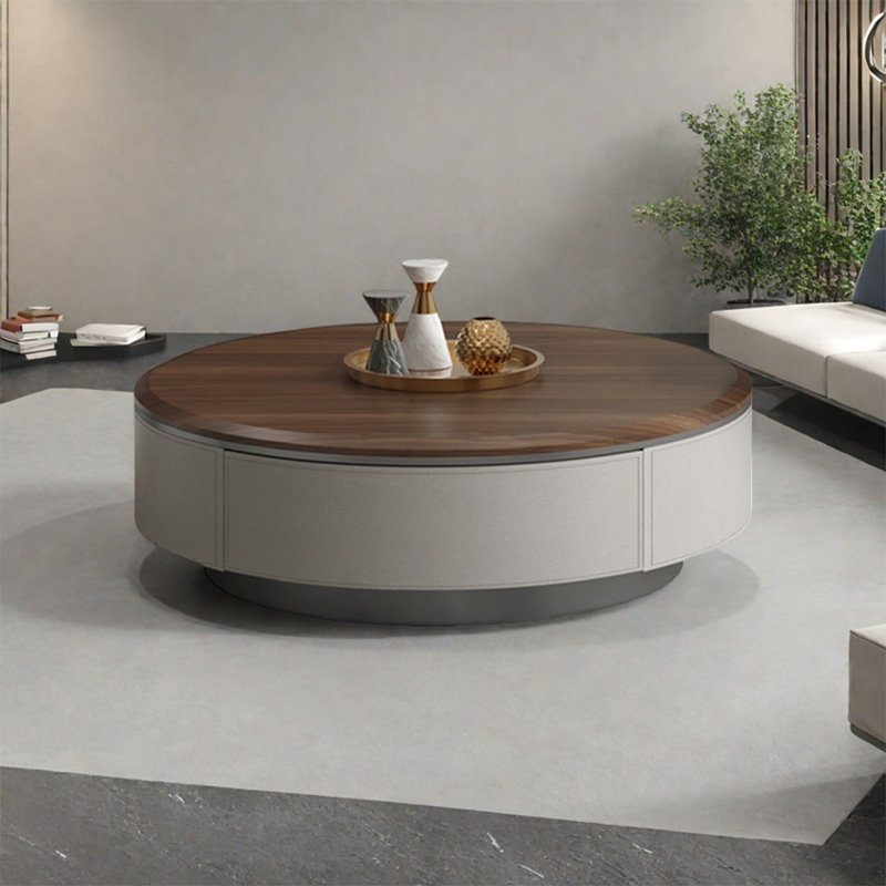 Table basse ronde de luxe légère, H 13,8 po x L 31,5 po x l 31,5 po
