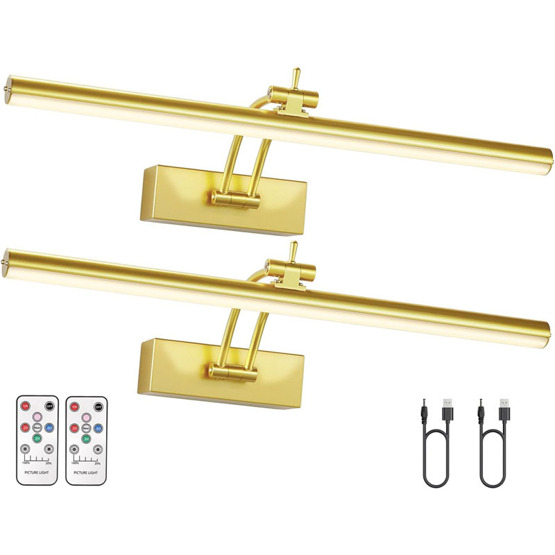 16'' Dimmable Wall Mount Picture Light with Remote, Gold