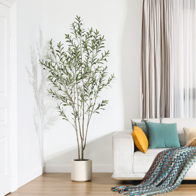 Altman Faux Olive Tree with White Planter