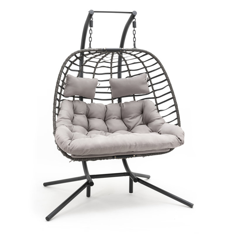 Burhans 2 Person Swing Chair with Stand, Gray