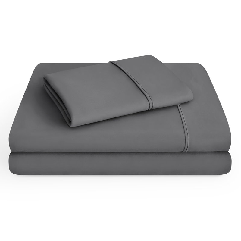 Twin Gray Organic Cotton Microfiber Deep Pocket Sheet Set