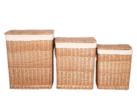 3 Piece Rectangular Wicker Laundry Set