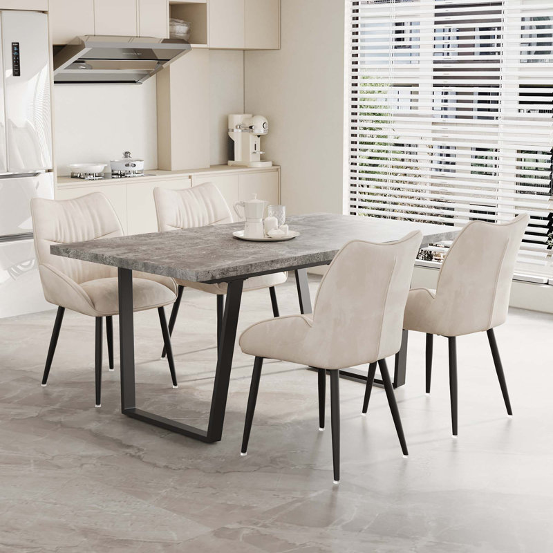 62.9-Inch Rectangular Mdf Dining Table And Chair 4-Piece Set, Stylish Dining Table,Kitchen Dining Table, Sturdy and Durable