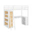 Lit mezzanine simple avec échelle, tablettes et bureau
