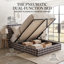 Lit plateforme tapissier Modern Farmhouse avec tête de lit écossaise et rangement relevable-1029926412-1037000825