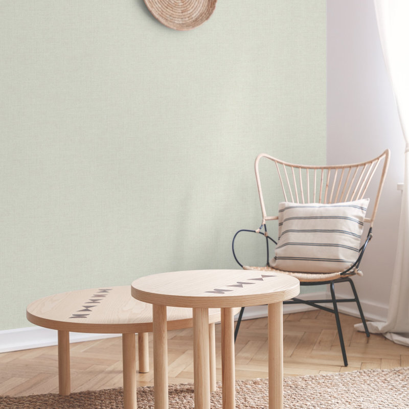 Inia Collection Textile Plain Wallpaper Roll, Olive Green