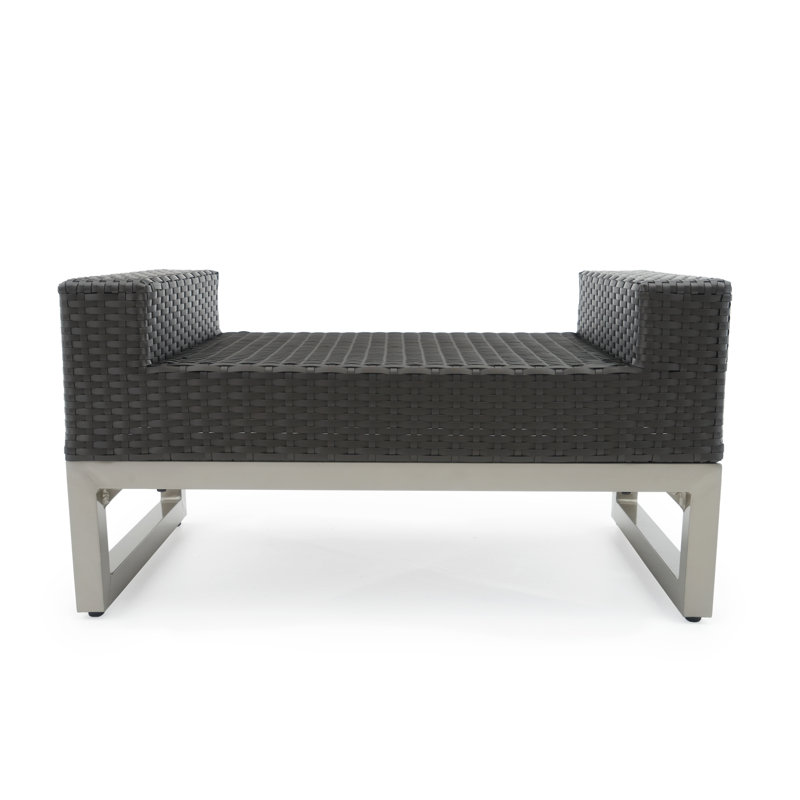 Milo 7 Piece Rattan Sunbrella Sofa Set with Cushions, Brown, Charcoal Grey Sunbrella®