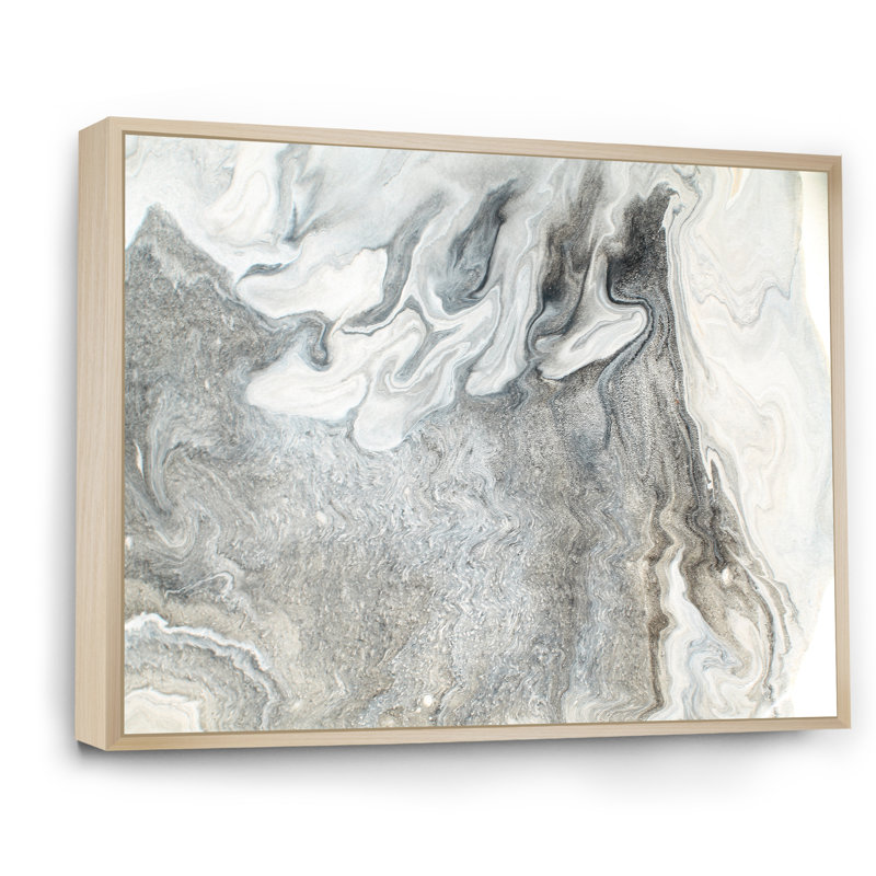 «Wave Art» dans les tons de gris III, impression sur toile, H 12 po x l 20 po x P 1 po, Cadre naturel flottant