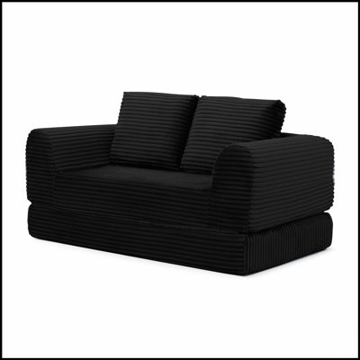 2-In-1 Folding Convertible Sofa Bed, Modern Corduroy Sleeper Couch With 2 Pillows, Futon Modular Upholstered Loveseat With Pull-Out Bed, Ideal For Small Spaces And Guest Rooms