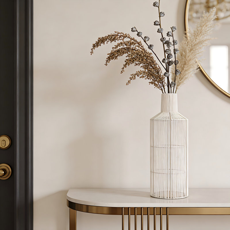 Paper Rope Table Decorative Vase, 24" H x 8.25" W x 8.25" D, White