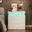 Table de chevet blanche moderne avec station de charge, DEL et tiroir coulissant - l 28,8 po x P 17 po x H 30,5 po-555140585