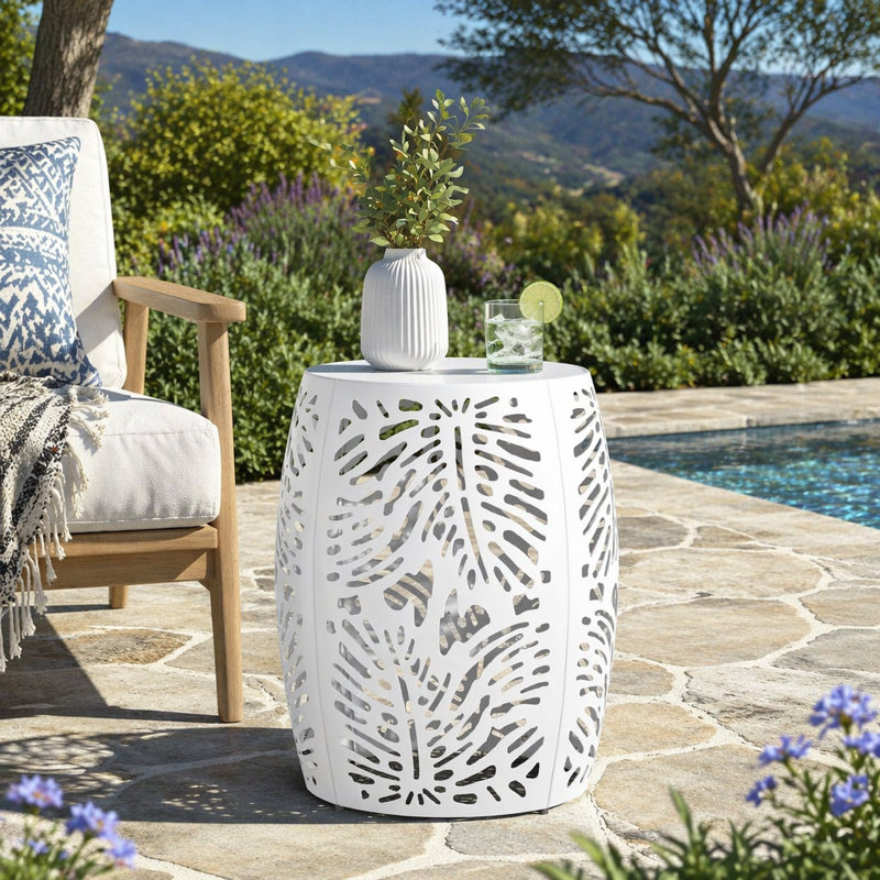 Table de bout en métal - Grand, White