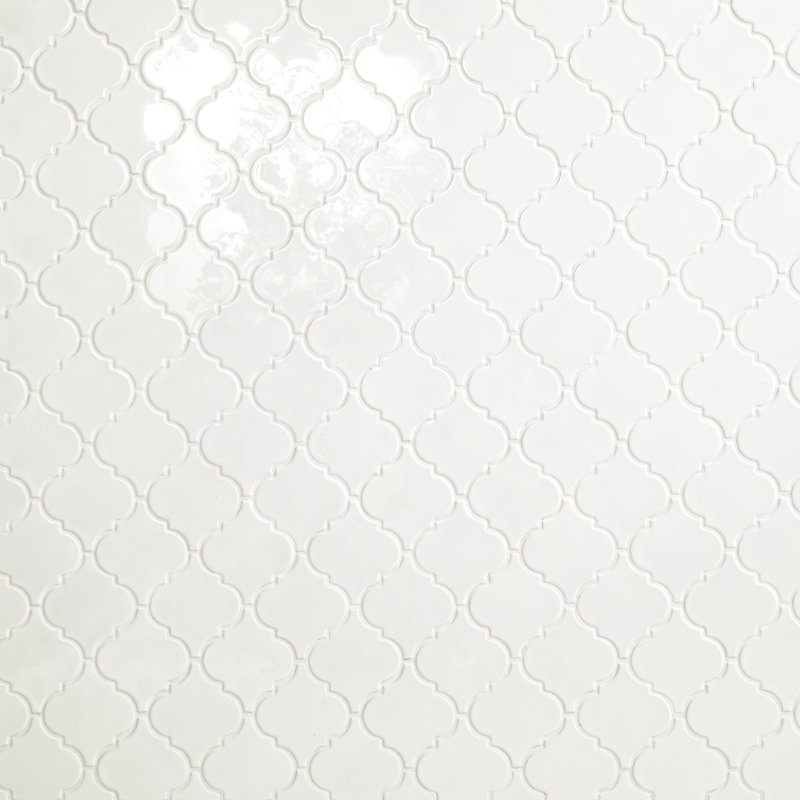 Lantern 11 in. x 15 in. Glossy Ceramic Mosaic Wall Tile, Celeste Blanc