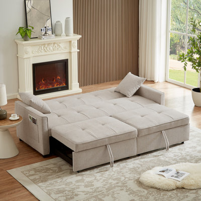 Elegant and sophisticated stylish velvet convertible sofa bed with 2-in-1 pillow and blanket set